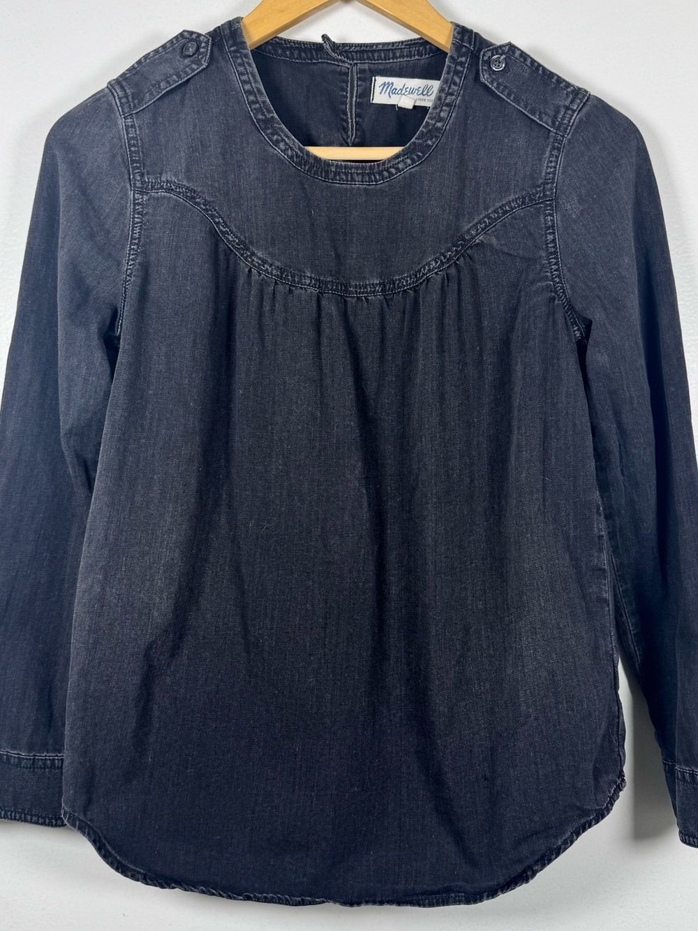 Madewell Black Denim Popover Top Women’s X Small Long Sleeve Normcore Classic